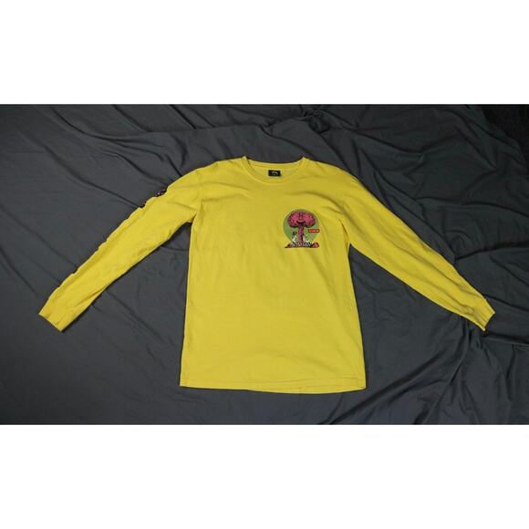 New Stussy Men T Shirt Medium Yellow Multicolor Peace and Love Angels Rare - Picture 2 of 10